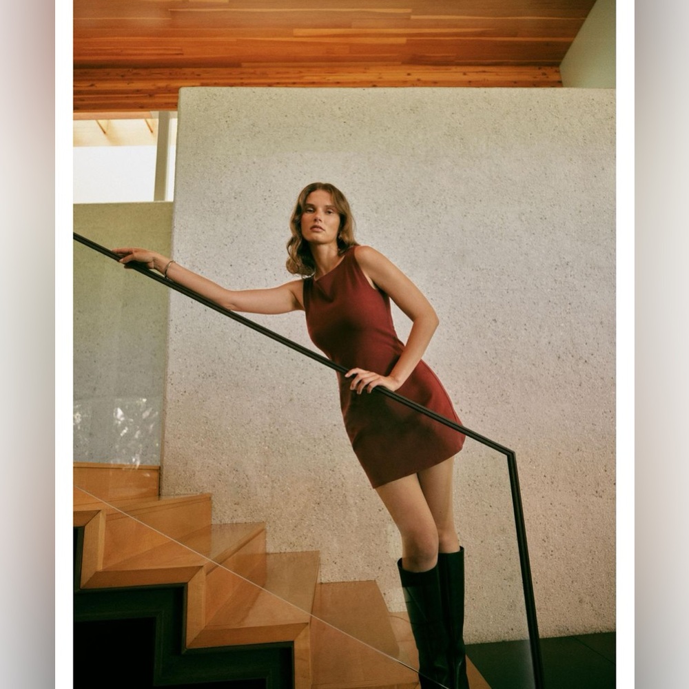 Reformation Natalie Burgundy Sleeveless Dress color Chianti